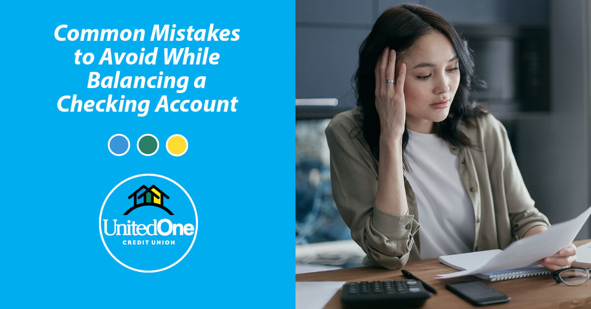 Common Mistakes Balancing a Checking Account with a photo of a woman looking at her phone