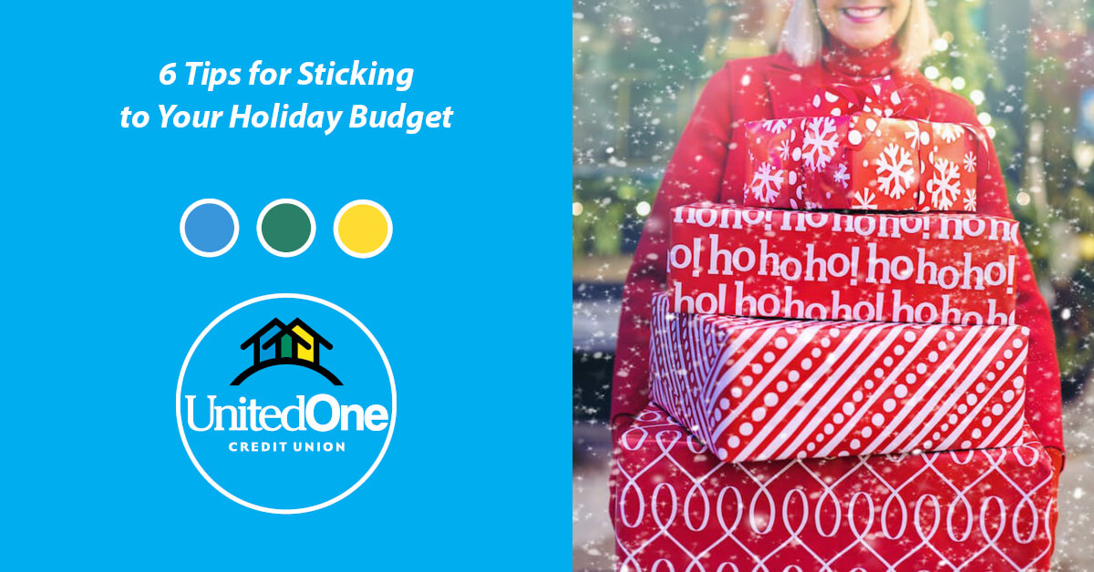 Tips for Sticking to Your Holiday Budget. Photo of a woman holding Christmas presents.