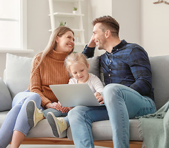 Man and woman speaking with a lender
